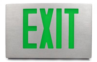 Exit Sign, Cast Aluminum - LED - UL Listed - Battery Backup