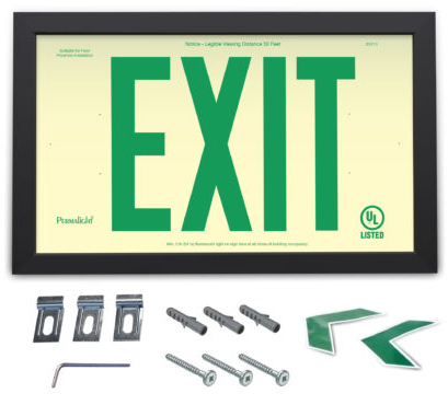 6 inch Green Exit with Black Aluminum Frame