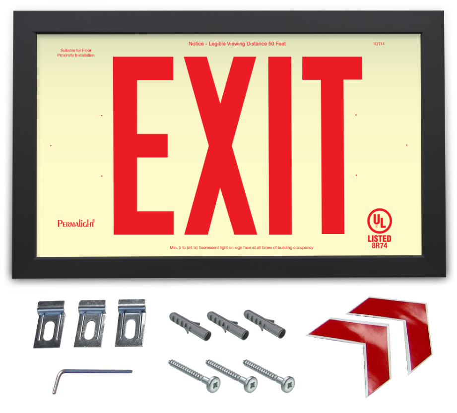 6 inch Red Exit Double Sided with Black Aluminum Frame