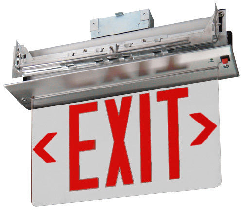 Exit Sign, Edge Lit - Red LED - Ceiling Recessed Mount