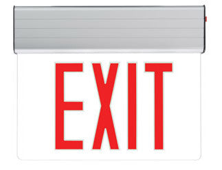 Exit Sign, Edge Lit - Red LED - Aluminum Housing - Surface Mount