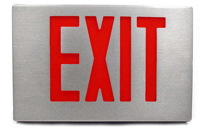 Exit Sign, Cast Aluminum - Red LED - Battery Backup