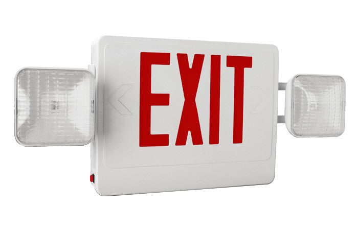 Combo Red Exit Light Side Mount Heads - Battery Backup
