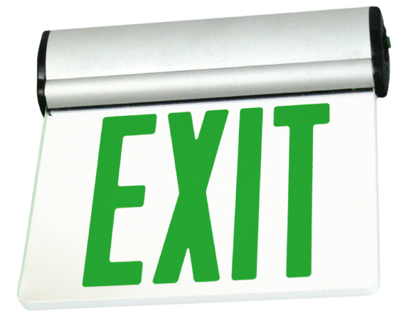 Edge Lit Exit Sign - Swivel Multi Angle - Green LED - Surface Mount