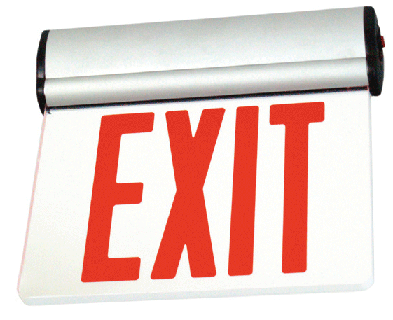 Edge Lit Exit Sign - Swivel Multi Angle - Red LED - Surface Mount