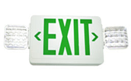 Exit Light Combo Green, All LED - Fully Adj. Square Heads - Auto Test
