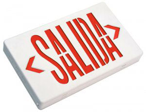SALIDA Spanish Exit Sign - Red or Green LED - Battery Backup
