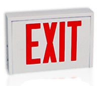 Exit Sign, Steel - Red LED - White Housing - Battery Backup
