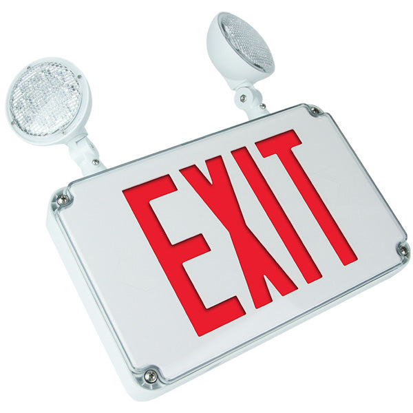 Wet Location LED Exit Combo with Remote Capability - Red Letters