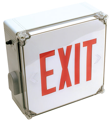 Red WLXTE Wet Location Polycarbonate Exit Sign