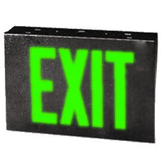 Exit Sign, Galvanized Steel - Green LED - Single Faced - Black - Specifier Grade
