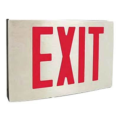 Exit Sign, NYC - Cast Aluminum - Red 8" Letters - AC / Battery Backup
