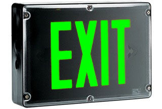 Exit Sign, NEMA 4X - Green LED - Black Housing (w/Battery Heater Options)