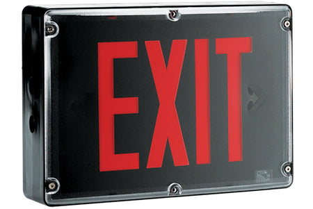 Exit Sign, NEMA 4X - Red LED - Black Housing (w/Battery Heater Options)