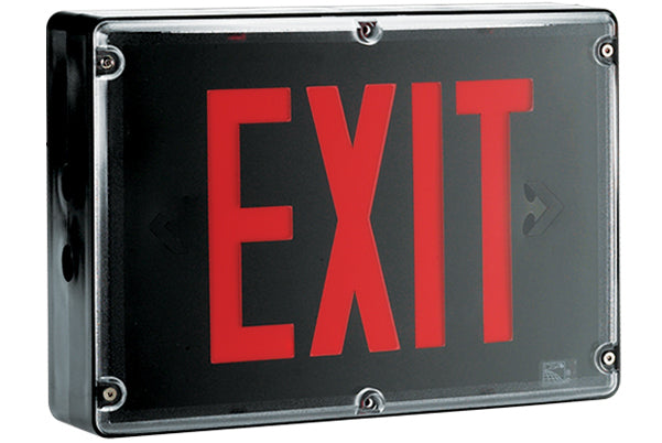 Exit Sign, NEMA 4X - Red LED - Black Housing (w/Battery Heater Options)