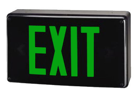 Black Vandal Proof LED Exit Sign with Green Letters
