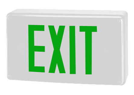 Exit Sign, Vandal Proof - Green LED - White Housing - NEMA 4X