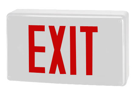 Exit Sign, Vandal Proof - Red LED - White Housing - NEMA 4X